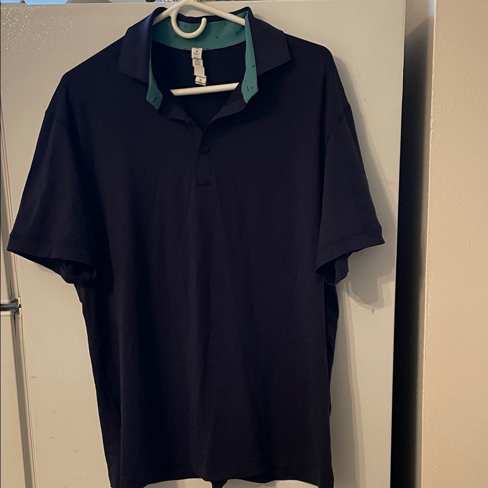 lululemon athletica Men's Navy Polo with Teal Trim